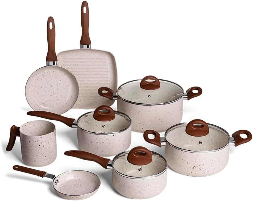 Brinox - Jogo de Panelas 8 Peças Ceramic Life Smart Plus