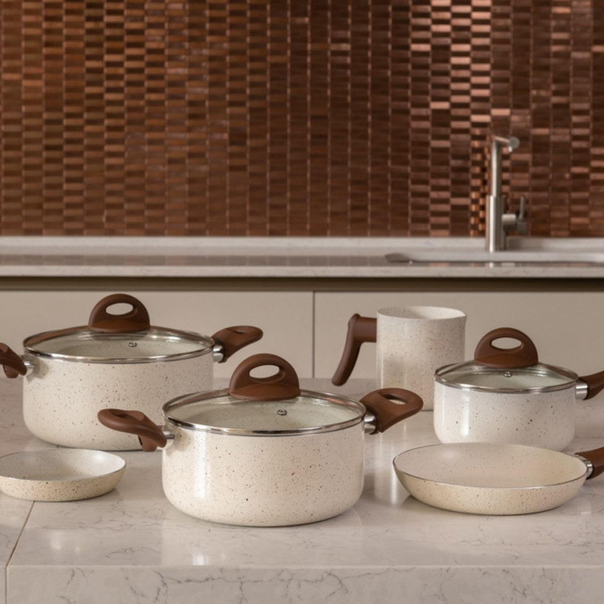 Brinox - Jogo de Panelas 8 Peças Ceramic Life Smart Plus
