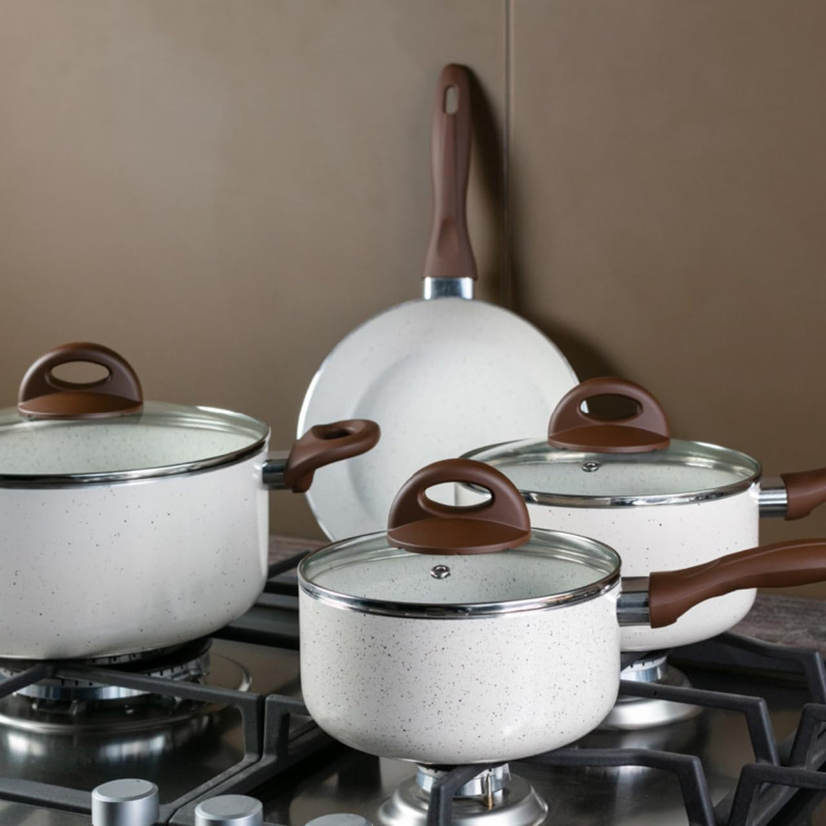 Brinox - Jogo de Panelas 8 Peças Ceramic Life Smart Plus